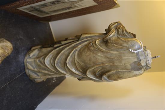 A 15th century Florentine carved white marble statue of the Virgin and Child 21.5in. (a.f)